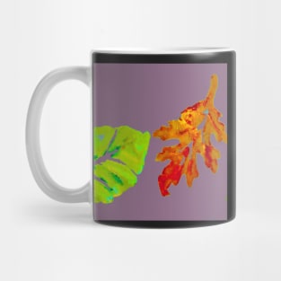 Fall Leaves Painting and Digital on light purple mauve Mug